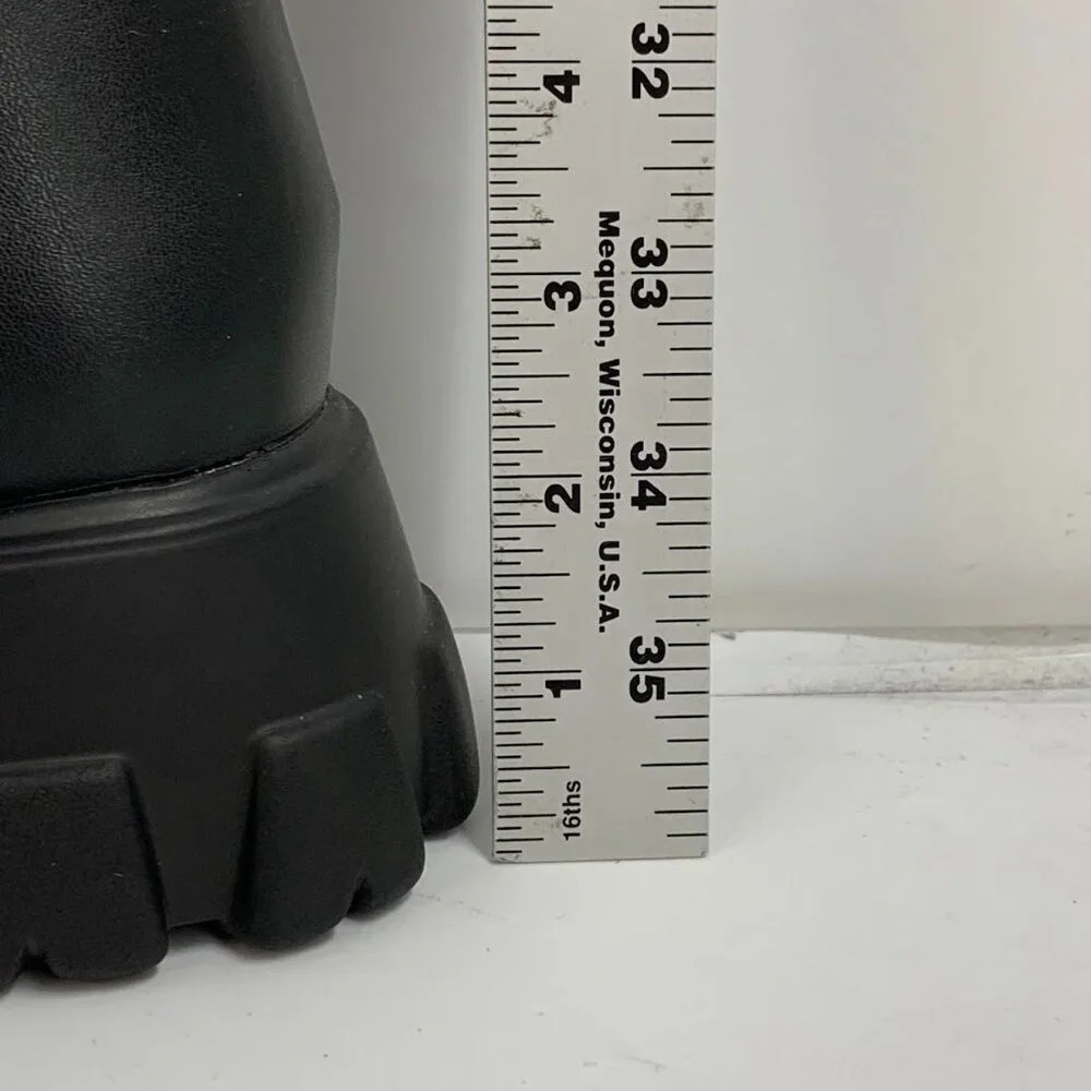 Hot Topic Women’s Black‎ Chains Platform Side Zip Knee-High Boots Size 10 NWOB - Picture 16 of 16